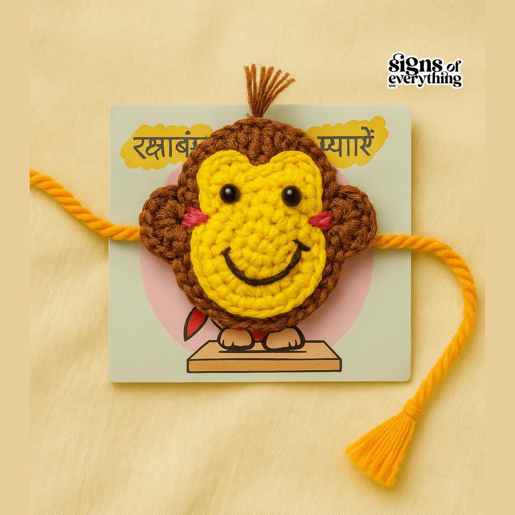 SOE Handmade Monkey Crochet Rakhi (With Roli & Chawal)