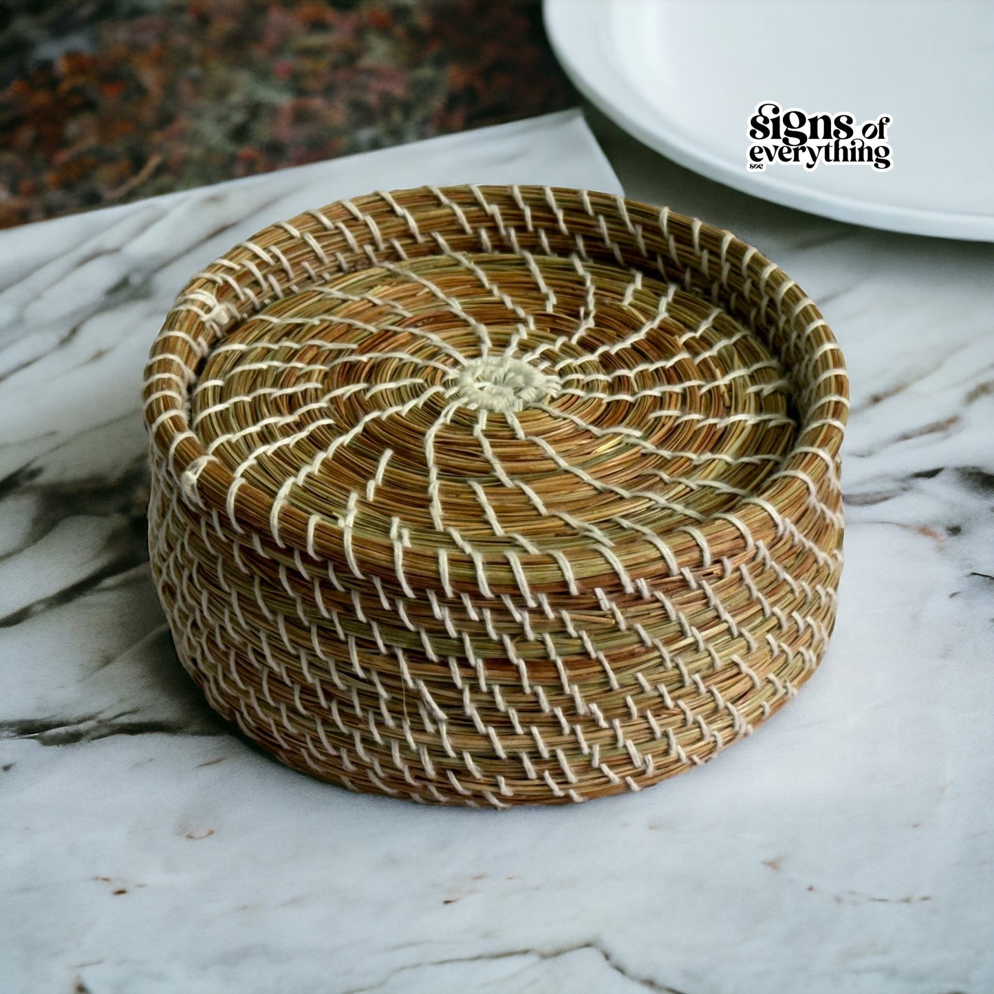 SOE Pine-needle Coaster Set: Set of 6 coasters- Handwoven by SHG
