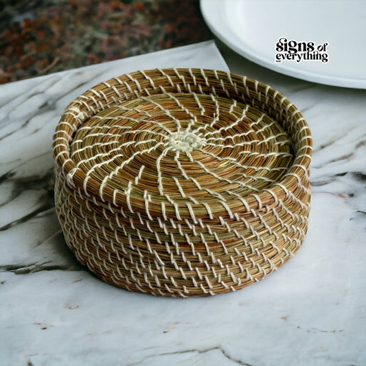 SOE Pine-needle Coaster Set: Set of 6 coasters- Handwoven by SHG