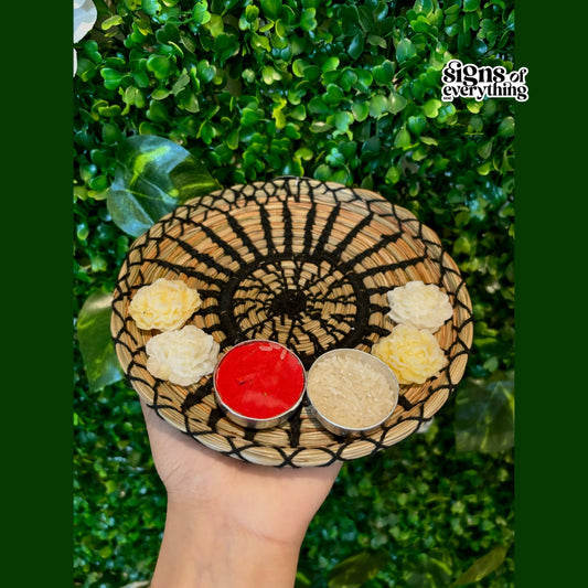 SOE Pine-needle Pooja Thali(plate): Rakshabandhan Pooja Plate (Black)