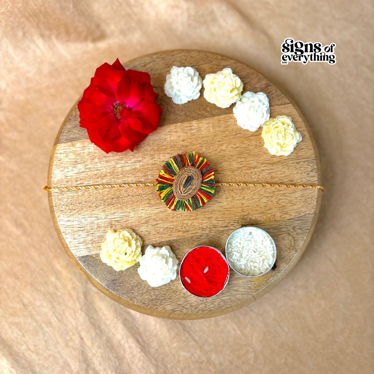 SOE Plantable Pine Needle Rakhi: SURAJMUKHI with sunflower seed (with rice & tikka)