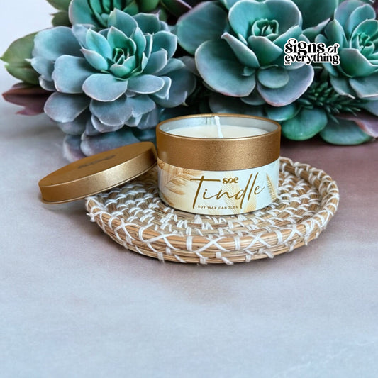 SOE Tindle Tin Soy Wax Candle (Fragrance: COCONUT VANILLA )