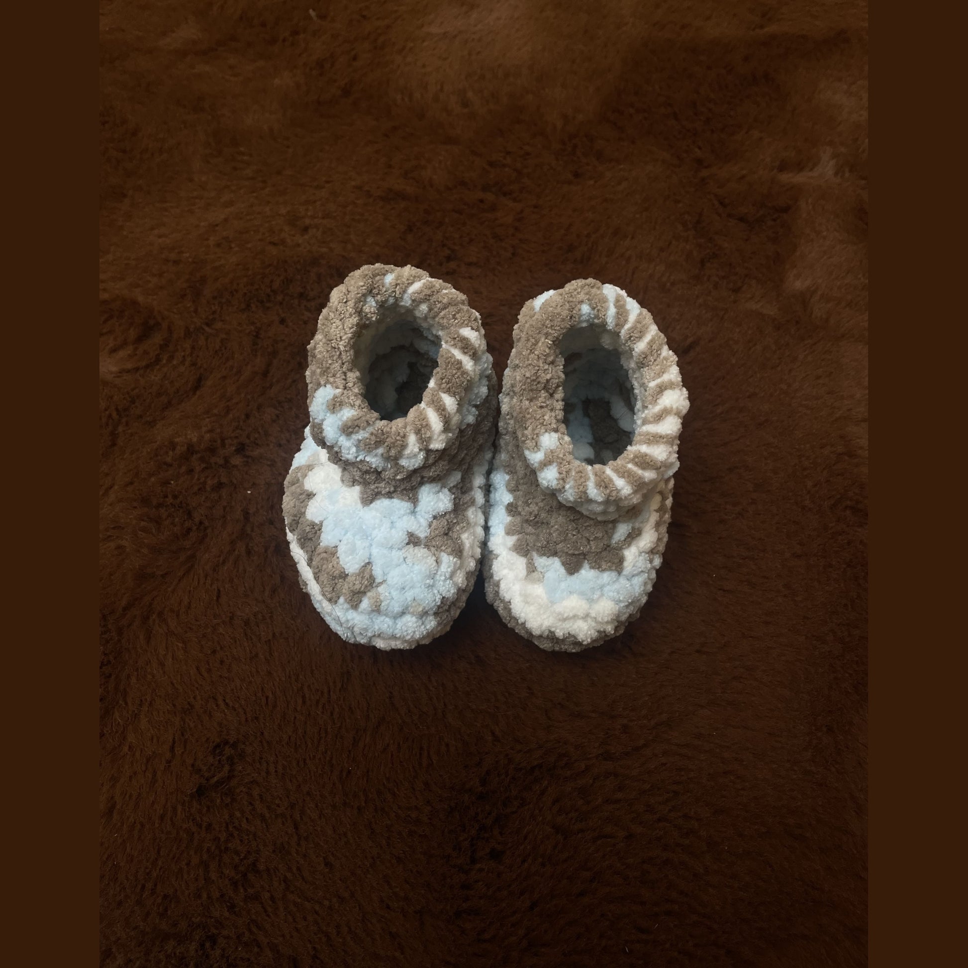 SOE Crochet Baby Booties Brown 