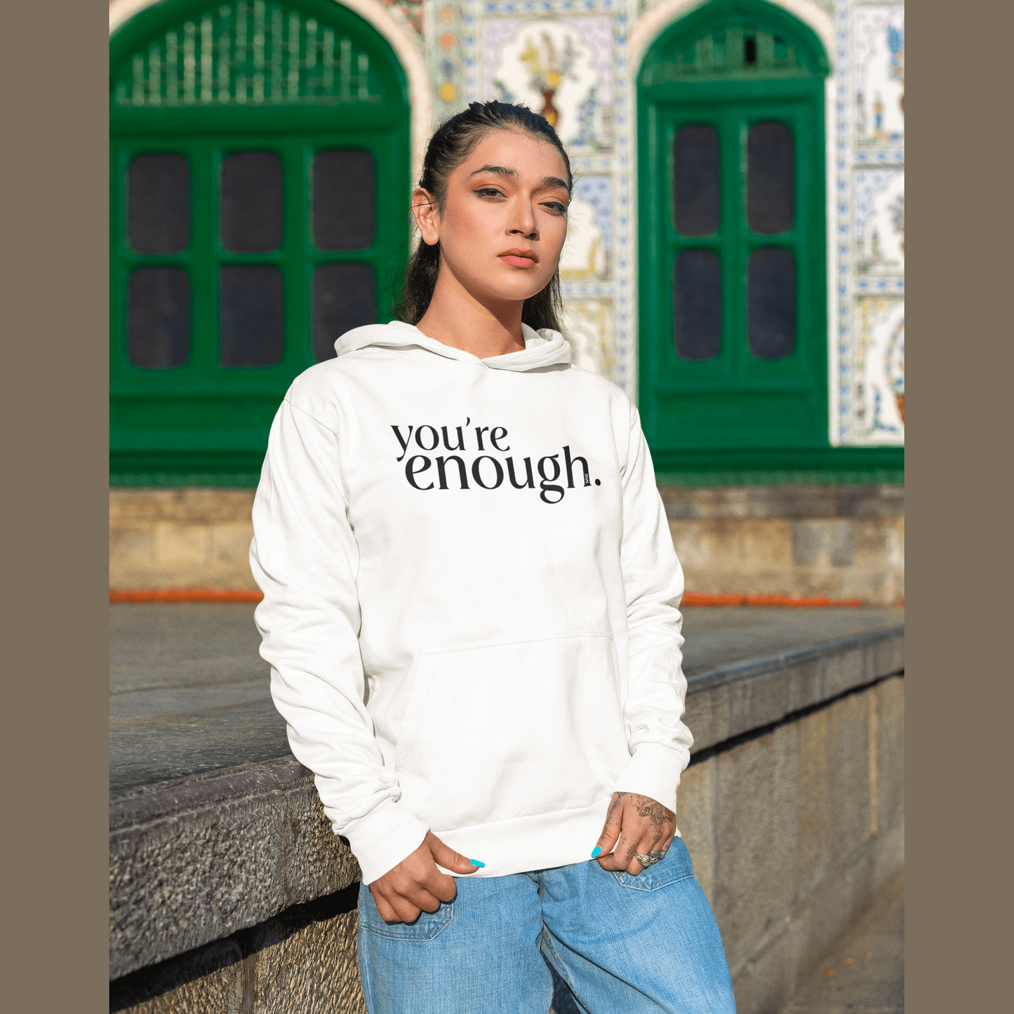 SOE You're enough Hoodie White Mahal
