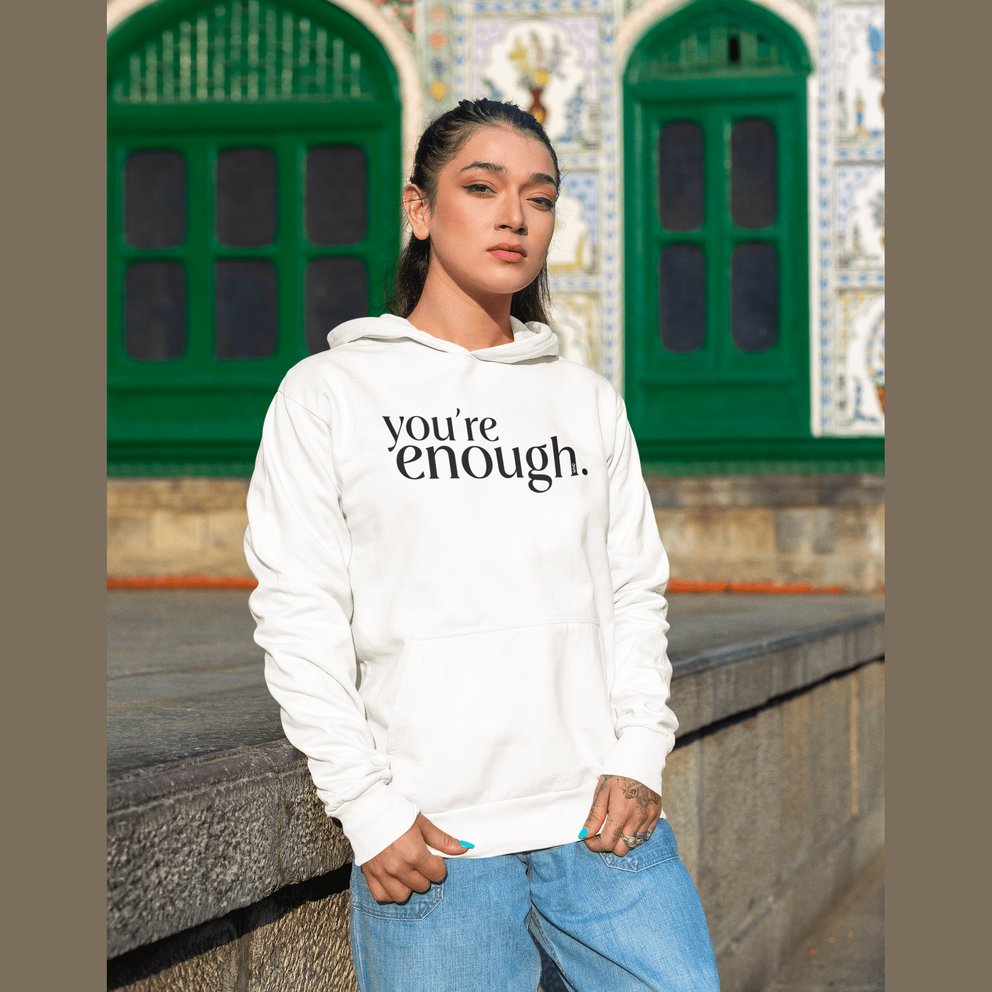 SOE You're enough Hoodie White Mahal