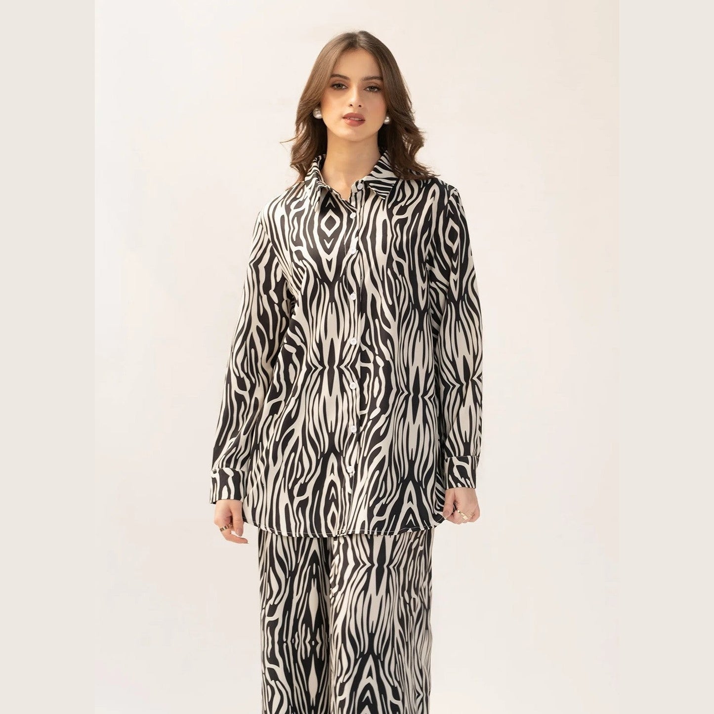 Zebra Print Korean BSY Classic Co-Ord Set For Women