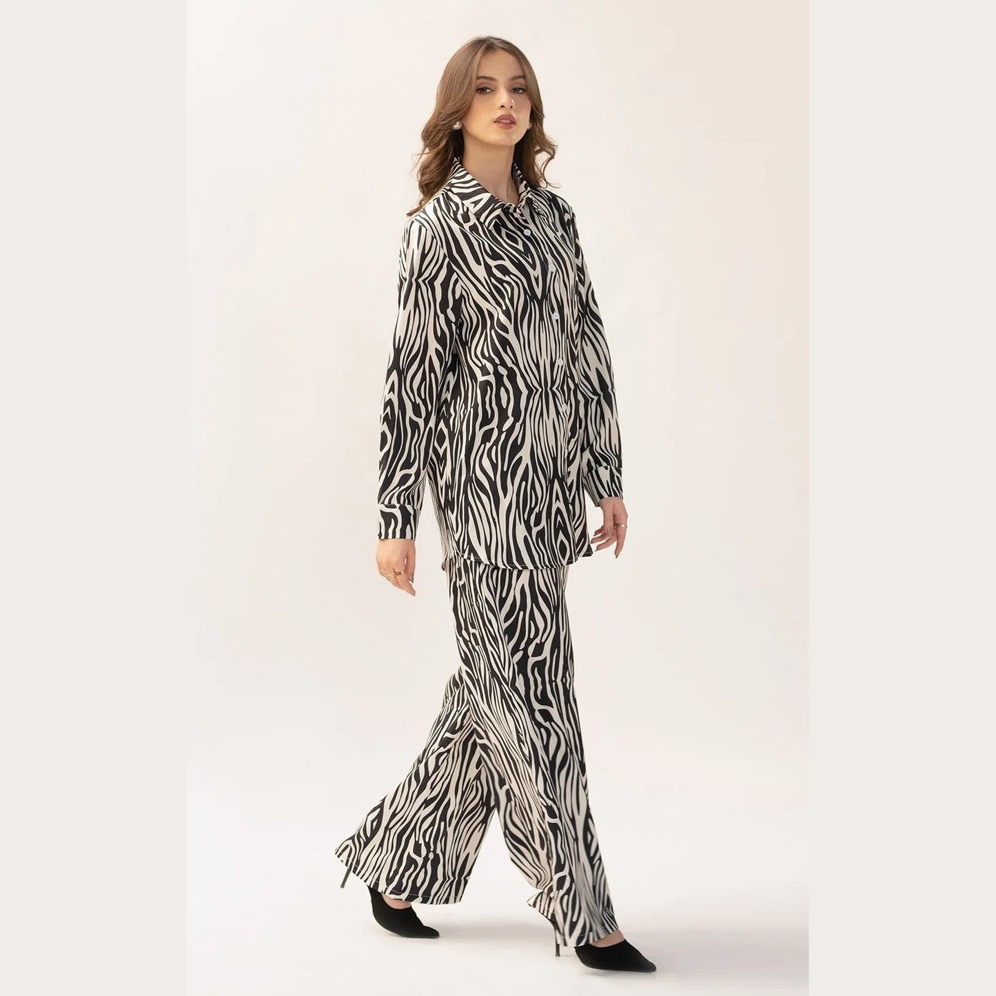 Zebra Print Korean BSY Classic Co-Ord Set For Women