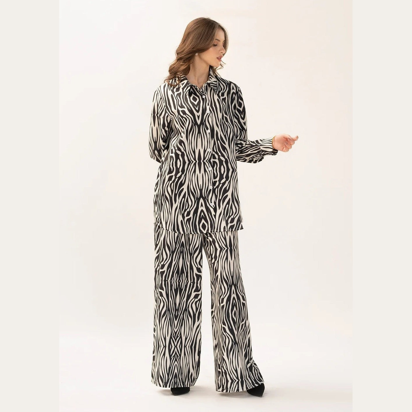 Zebra Print Korean BSY Classic Co-Ord Set For Women