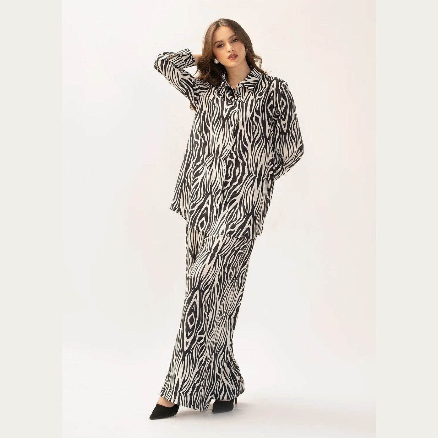 Zebra Print Korean BSY Classic Co-Ord Set For Women