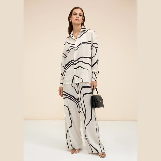 Black And White Organza Silk Premium Co-Ord Set