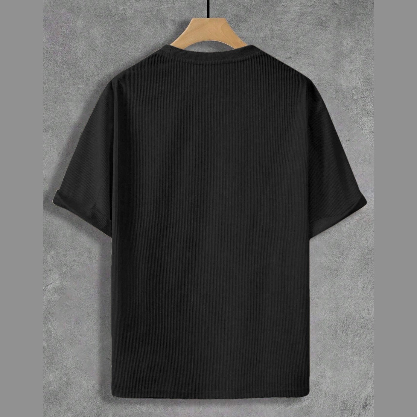 Black Fine-Rib Plain T-Shirt