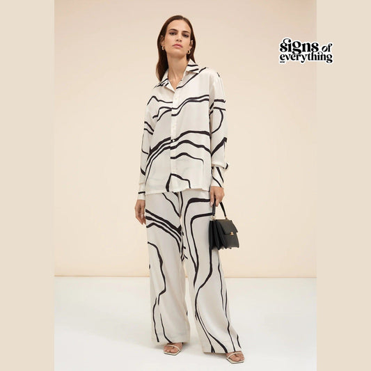 Black And White Organza Silk Premium Co-Ord Set