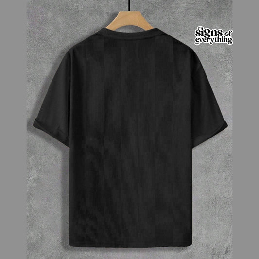 Black Fine-Rib Plain T-Shirt