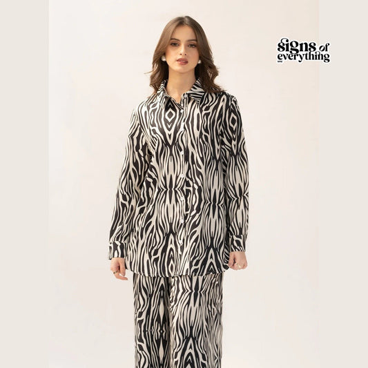 Zebra Print Korean BSY Classic Co-Ord Set For Women