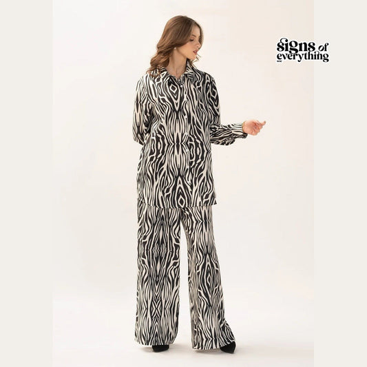 Zebra Print Korean BSY Classic Co-Ord Set For Women